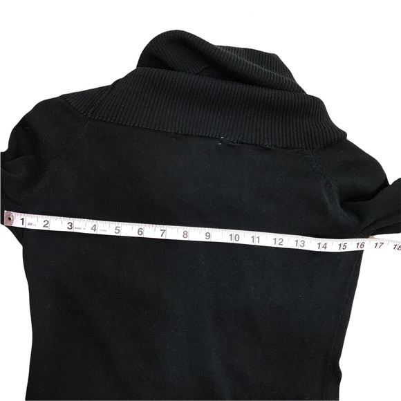 Kenneth Cole 100% Cotton Black Button Up Cardigan Sweater with Cowl Neck - Picture 7 of 11